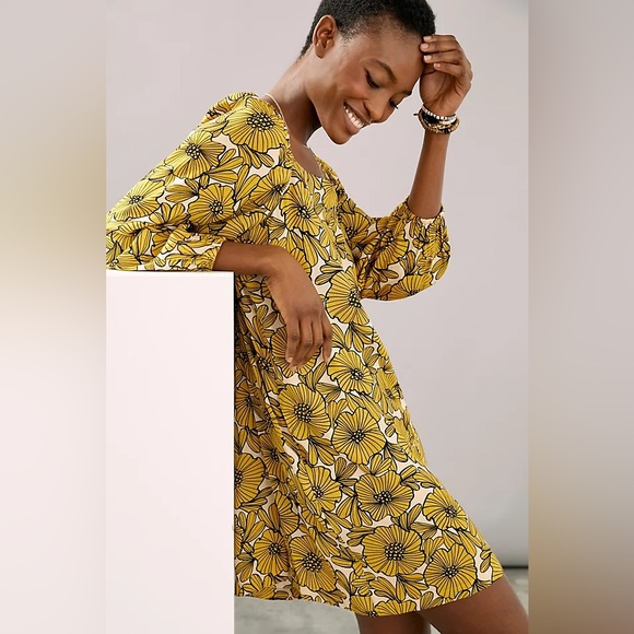 ✨ Anthropologie Morgan Floral Tunic Dress Sz M - Picture 3 of 6